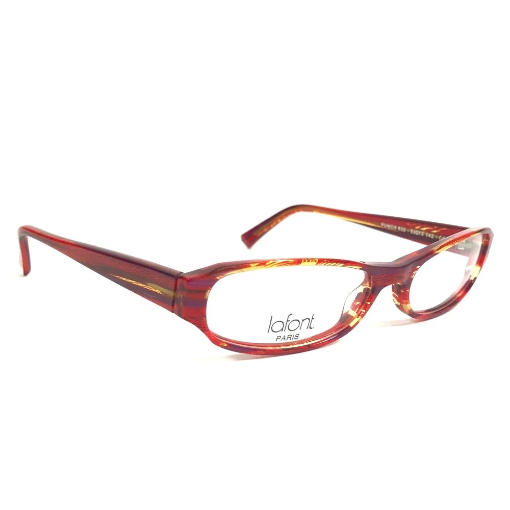 Jean Lafont Eyeglasses Frames PUNCH 633 Red Striped Horn Cat Eye 53-15-142